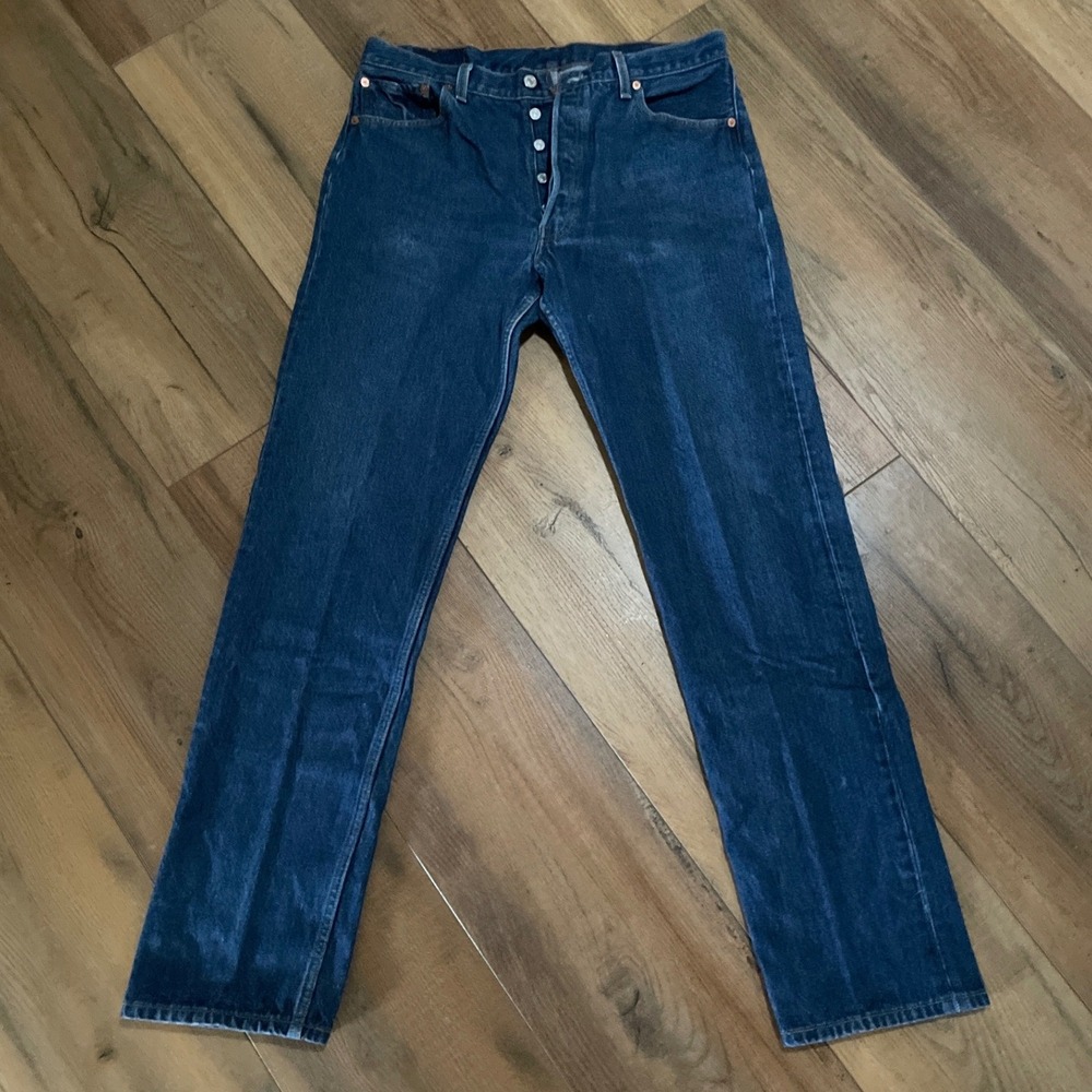 CLEAN Levis 501xx Mens Straight Leg Jeans 34x33.5 Medium Blue Button Fly Vintage